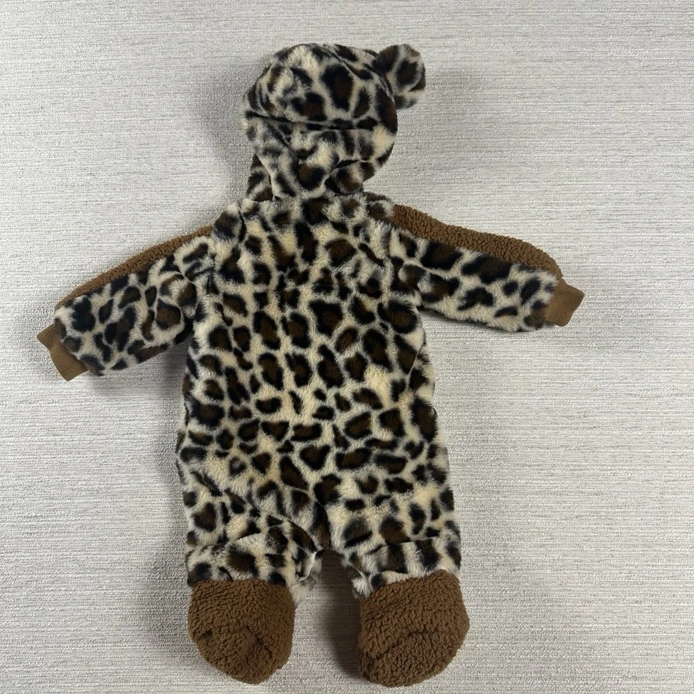Bunting Suit Infants 0-3 Month Leopard Print Hooded Outdoor Fleece Purskyy Brown